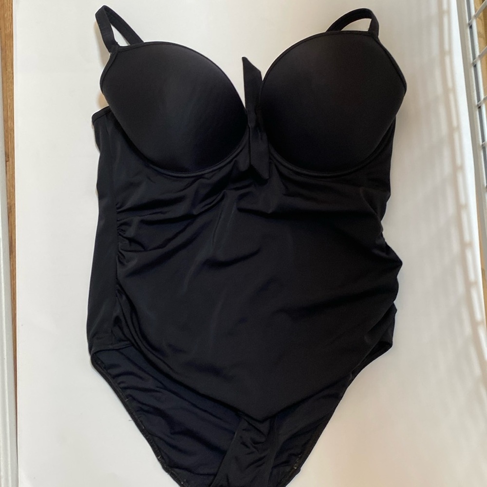 Freya G-cup one-piece swimsuit with ruching and underwire